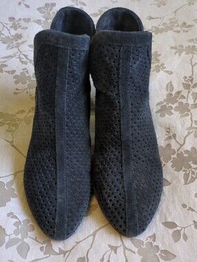 Splendid Dark Navy Perforated Suede Ankle Booties